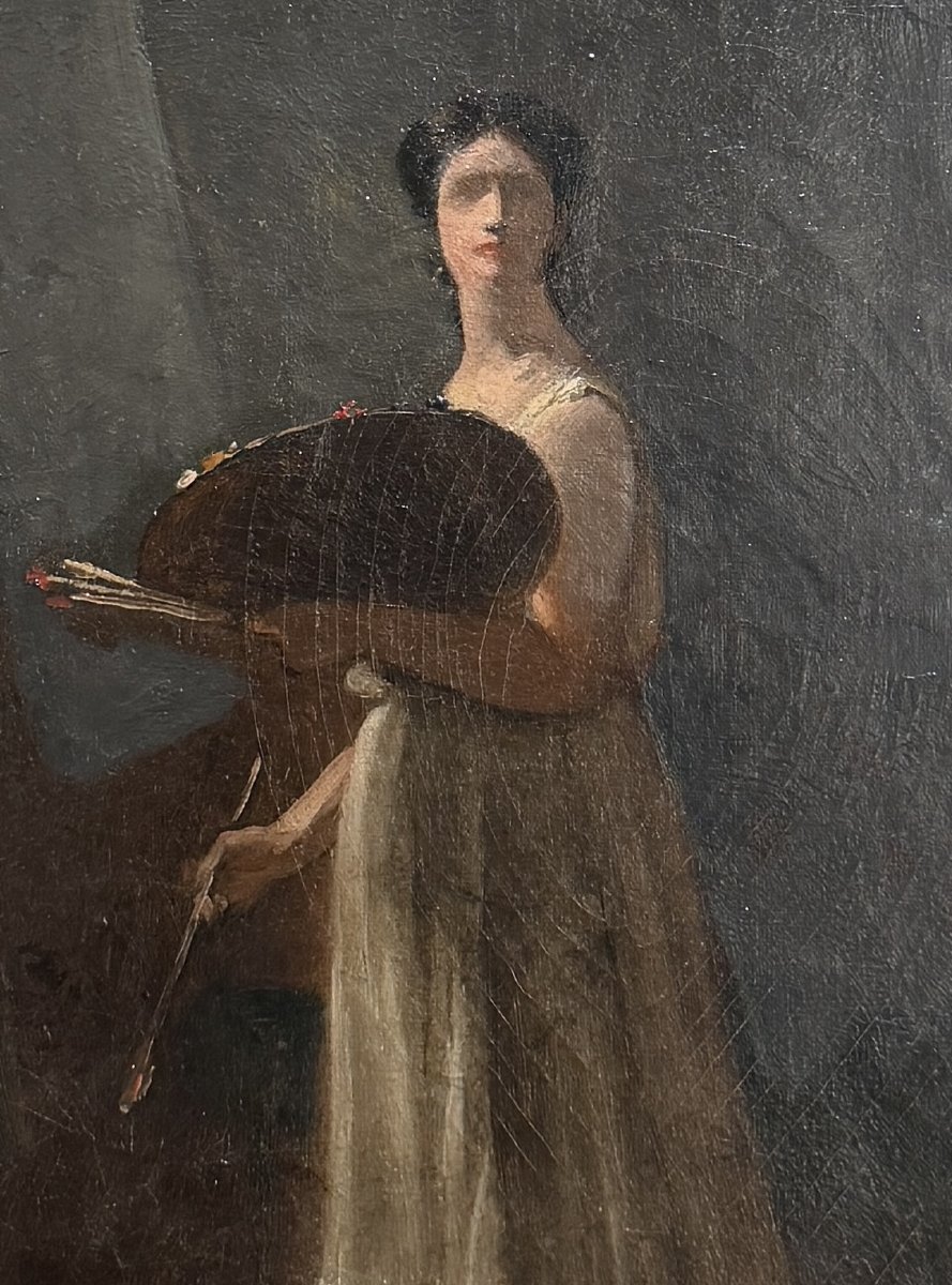French Romantic School - Portrait Of A Female Artist, Circa 1850-photo-2