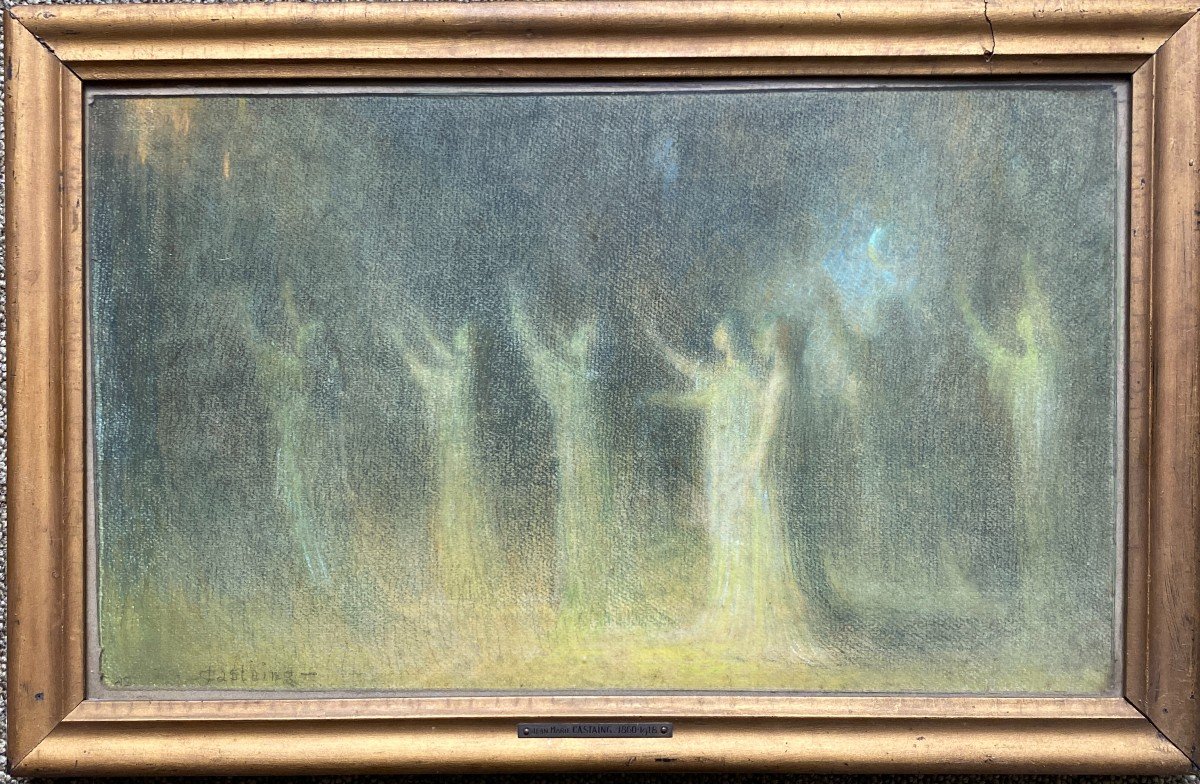 Joseph Castaing (1860-1918) - Procession païenne, Circa 1890 - Pastel Symboliste