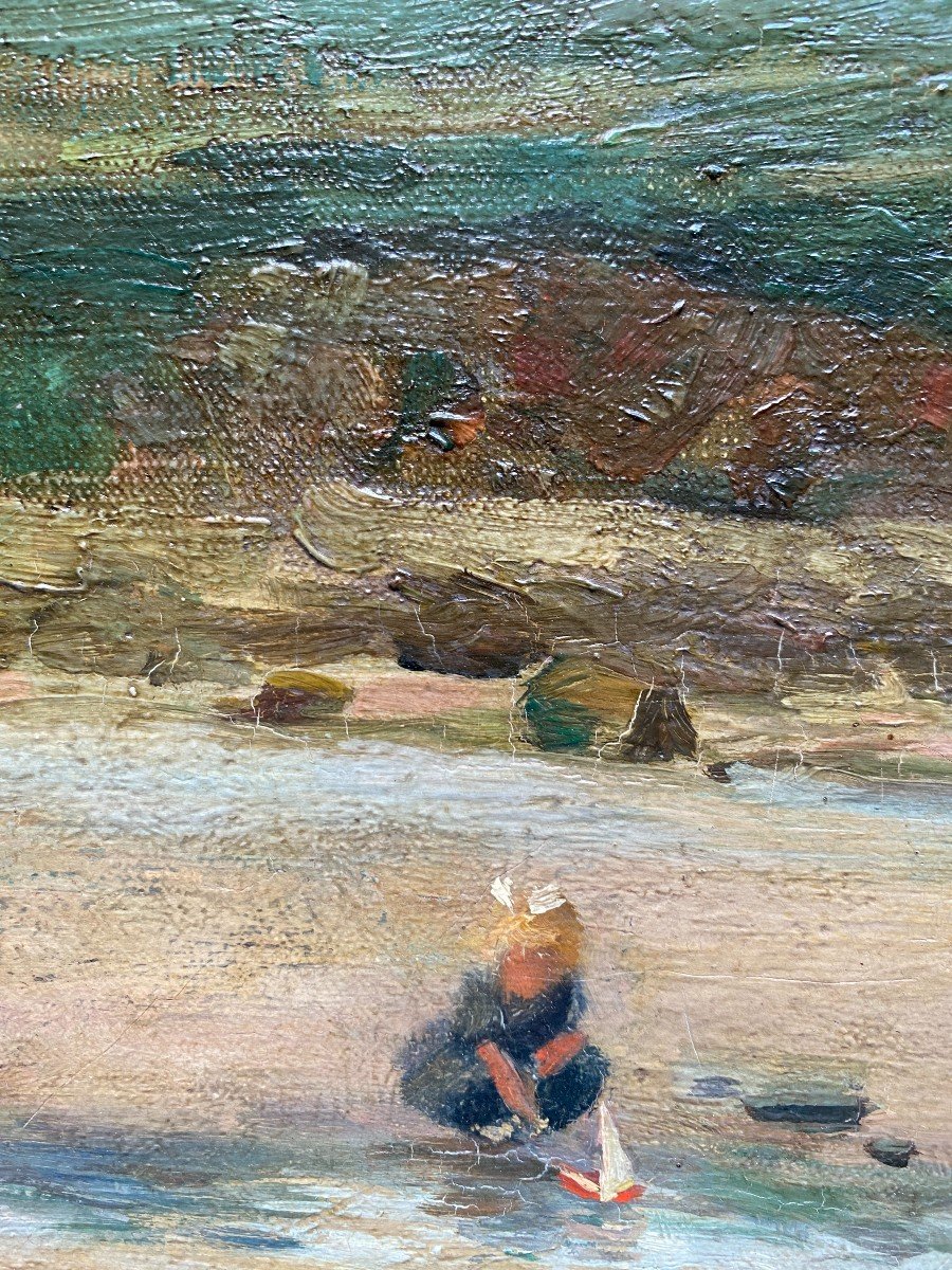 Maarek (french School Or Paris School) - Bretagne, Children's Games, Breton Painting, 1925-photo-4
