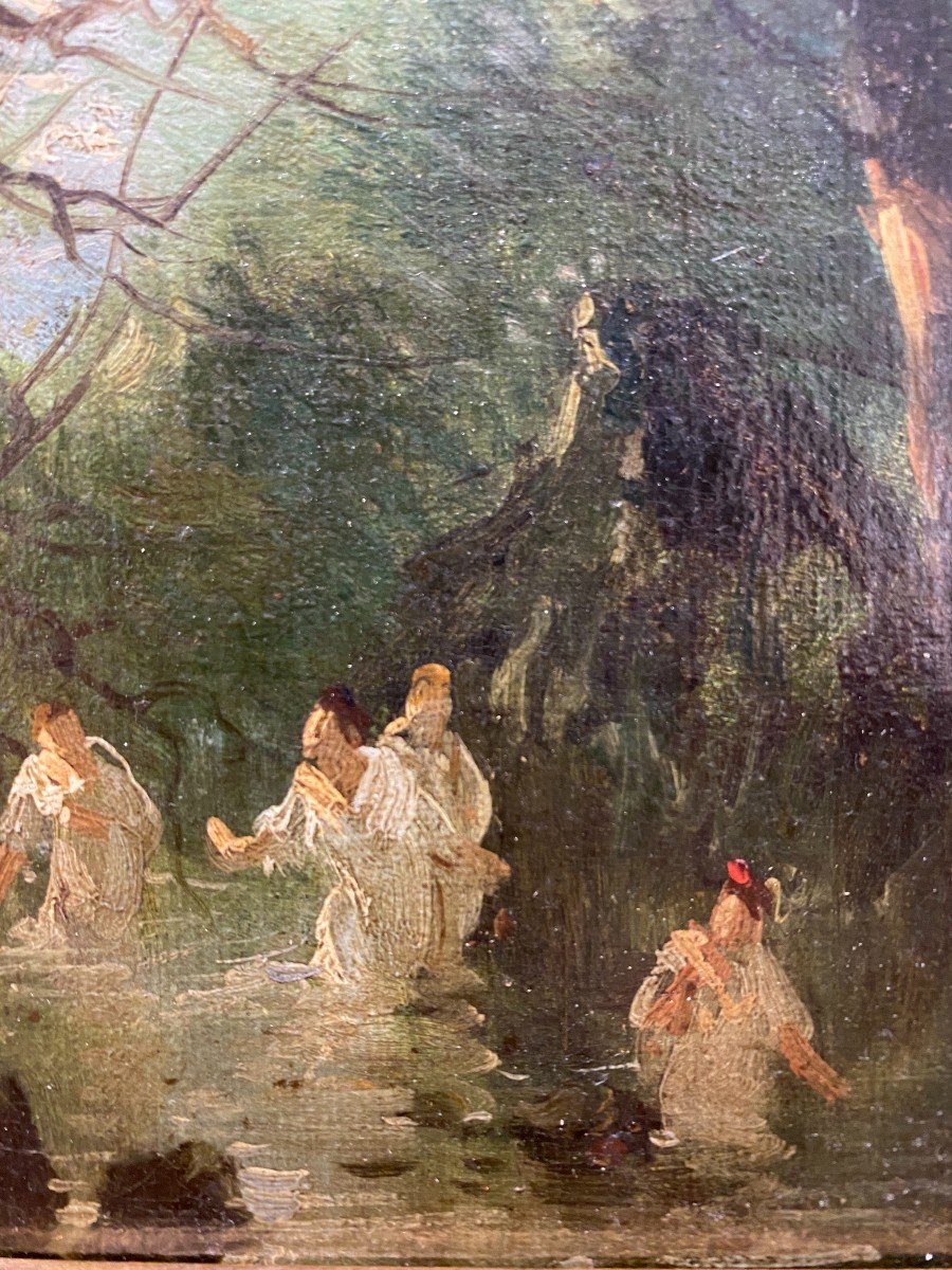 19th Century French School - Bathers In The Undergrowth-photo-4