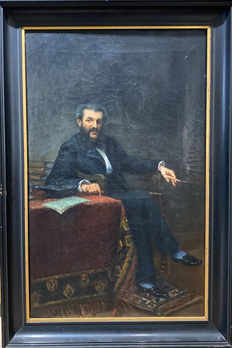 Ecole Française - Portrait De Dandy à La Cigarette, 1885 - Traces De Signature