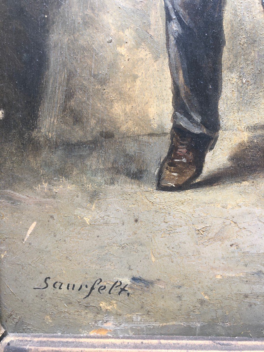 Léonard Saurfelt ( Circa 1840 - ? ) Le Vendeur De Journaux, Vers 1870-photo-3