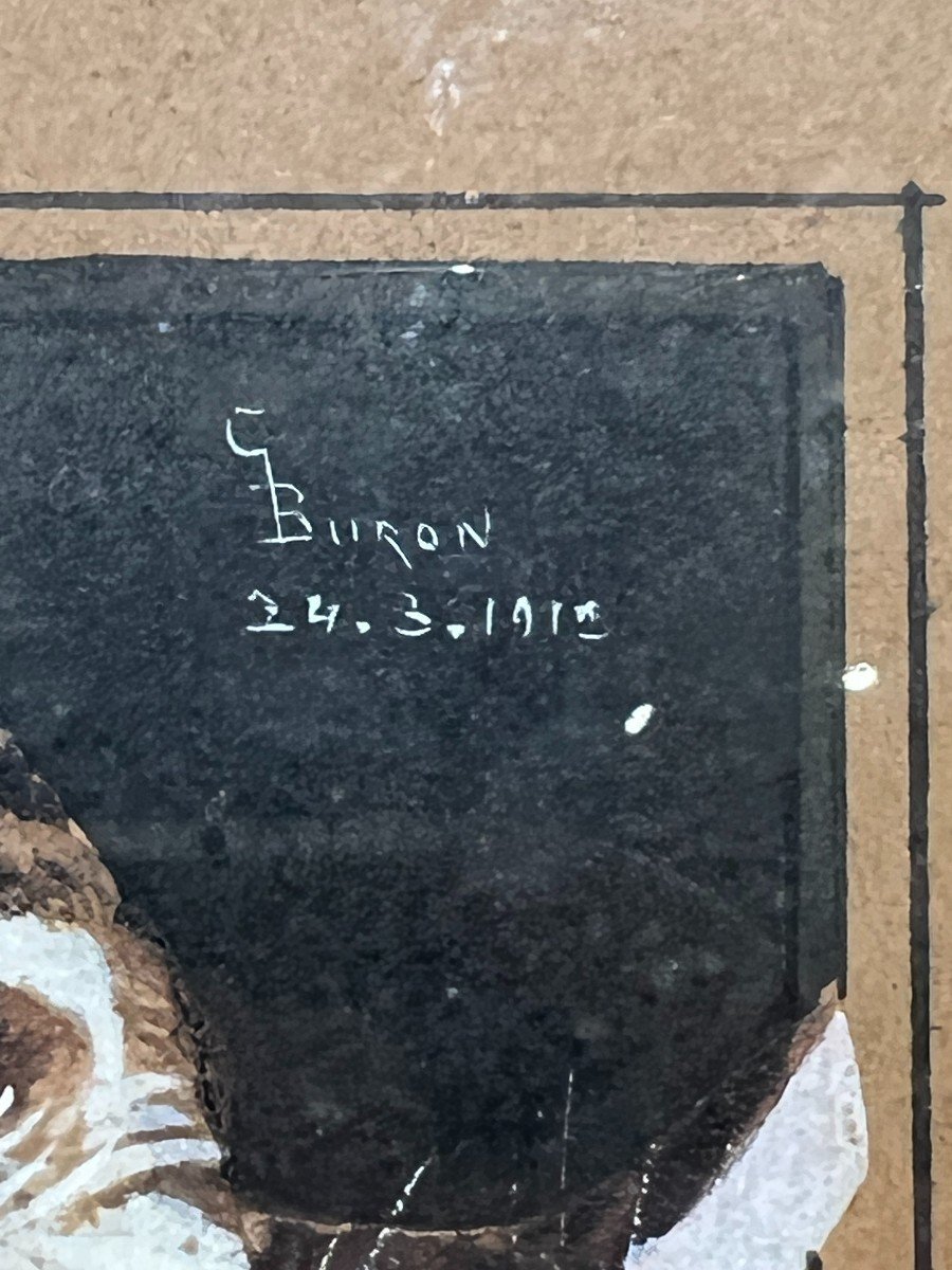 G. Buron - Actif Au XXème Siècle - Chats En Trompe l'Oeil, 1910-photo-3