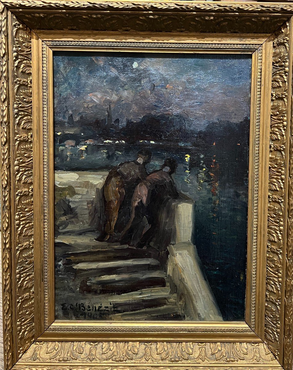 Emmanuel Charles B&eacute;n&eacute;zit (1887-1975) - Paris Soir, Les Quais De La Seine, 1905