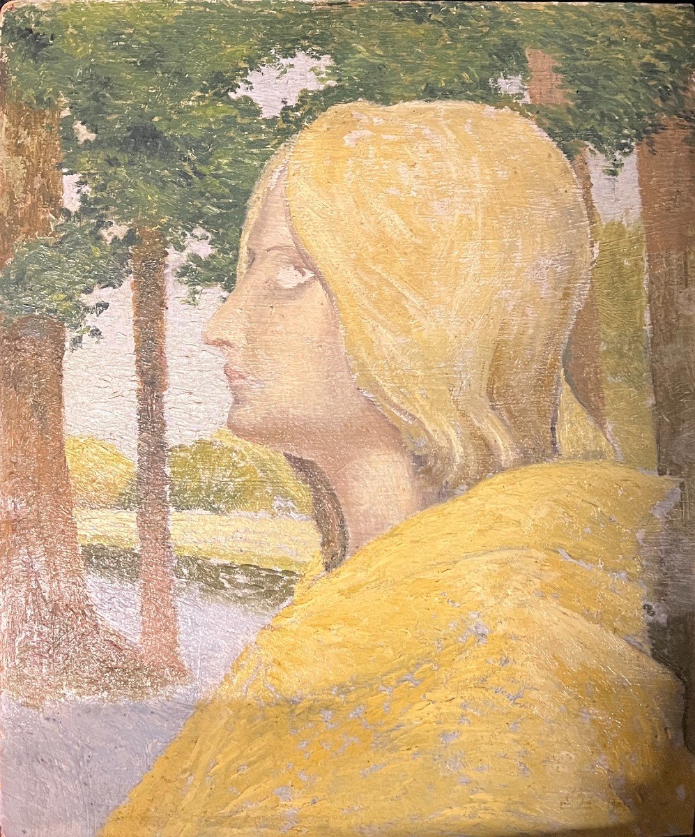 Maurice Alet (1874-1967) - Femme, Profil  Symboliste, 1900