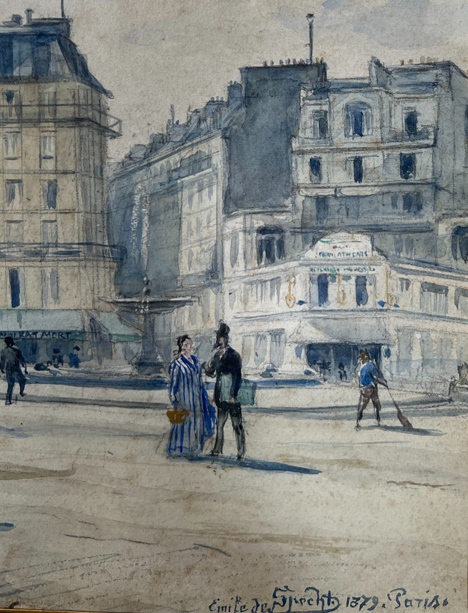 Emile De Specht (né En 1843) - Place Pigalle, La Nouvelle Athènes Et Le Café Du Rat Mort, 1879-photo-3