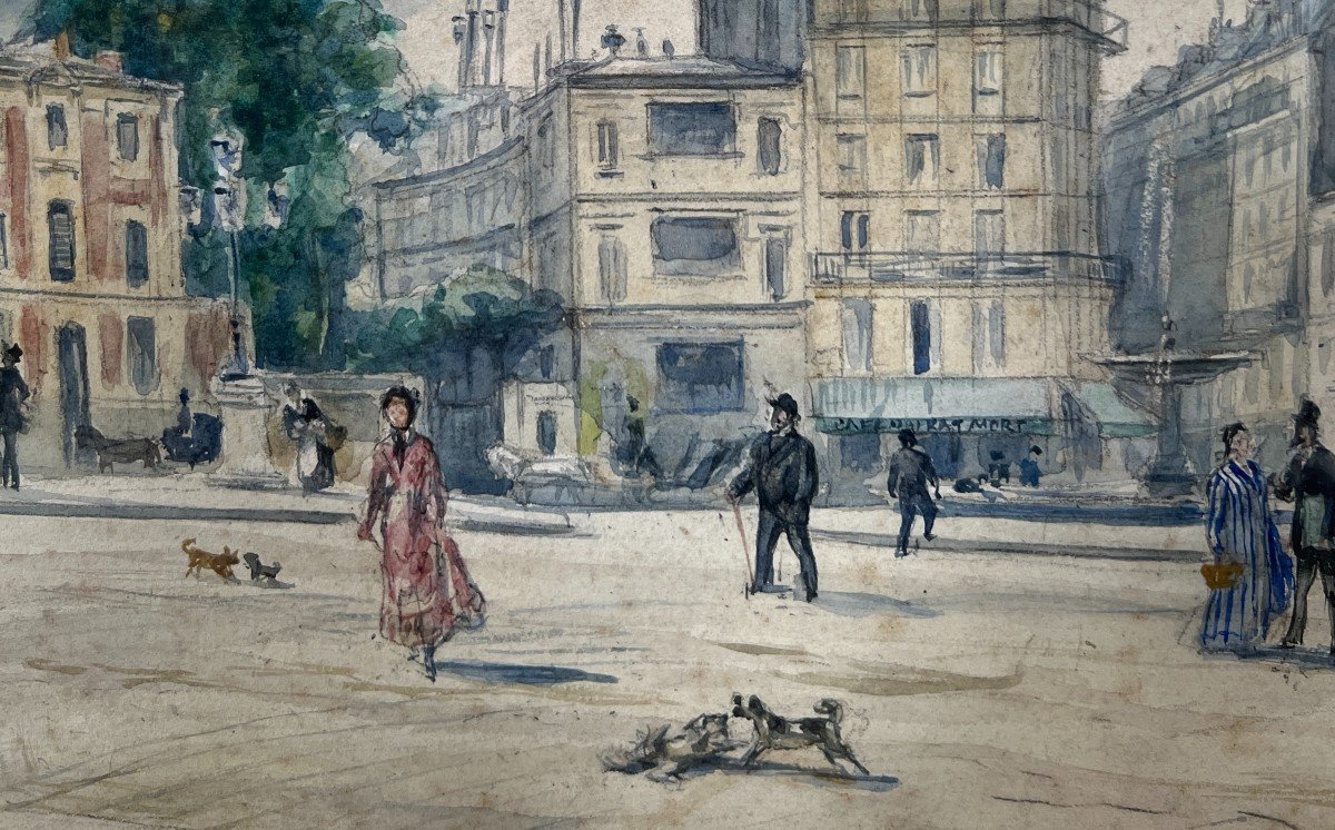 Emile De Specht (né En 1843) - Place Pigalle, La Nouvelle Athènes Et Le Café Du Rat Mort, 1879-photo-4