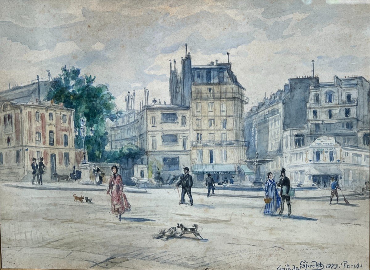 Emile De Specht (né En 1843) - Place Pigalle, La Nouvelle Athènes Et Le Café Du Rat Mort, 1879