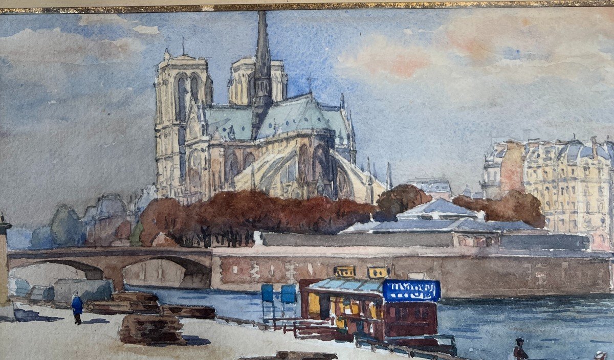 Raoul Philippe (xix-xx) - Paris, Les Quais De Seine, Ile De La Cité, Notre Dame De Paris, 1907-photo-3