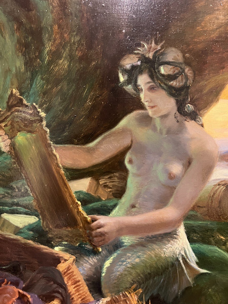 Georges Marie Girardot (1856-1914) - Mermaid In The Mirror, 1911-photo-4