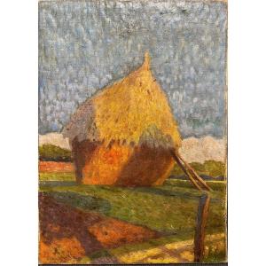 French Post Impressionist School - Haystacks, Circa 1890