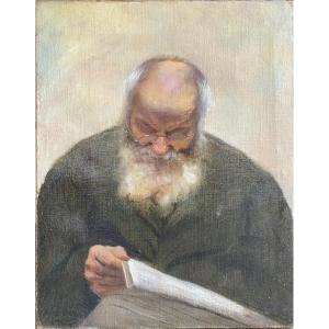 Ecole étrangère Du XXème Siècle (russe ? ) - Portrait Présumé De Pierre Kropotkine (1842-1921)
