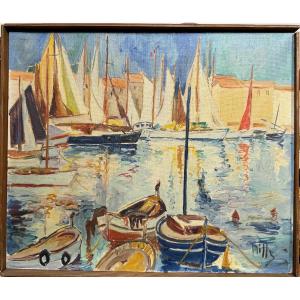 Wilfred Taylor Mills (1912-1988) - Le Port De Saint Tropez, Circa 1960 / Ecole Américaine