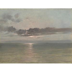 Jan Van Beers (1852 – 1927) Sunset Over The Sea, Circa 1900