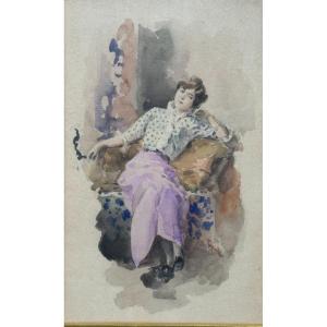 Osvaldo Tofani (1849-1915) - Woman With A Cigarette, 1913