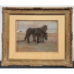 Ecole Hollandaise Du 19ème Siècle - Chevaux De Labour, 1889