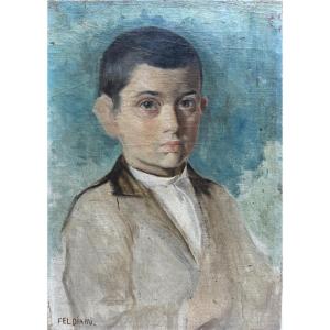 Ecole Française Impressionniste  Vers 1900 - Portrait d'Enfant - Signé