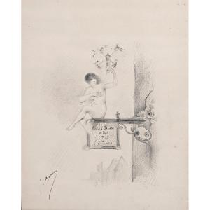 Joseph Apoux (1846-1910) - Au Moulin Galant, on loge à pied et à cheval, Circa 1885-1890