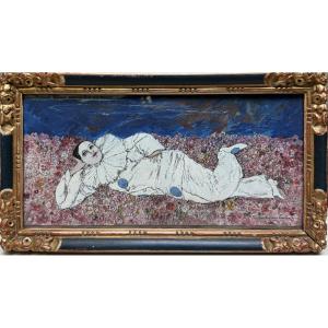 Emile Antoine Coulon (1868-1937) - White Pierrot On A Bed Of Roses, 1920