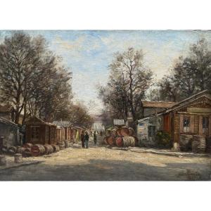 Jean Alexandre Jules Pornin (XIX-XX) - Paris, Quai de Bercy, la Halle aux vins, 1887
