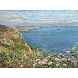 Ferdinand Joseph Gueldry (1858-1945) Brittany, The Seven Islands, Pointe Du Skewel In Ploumanac'h