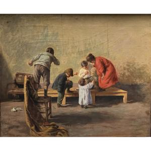 Nicola Biondi (1866-1929) - Soap Bubbles, Circa 1897