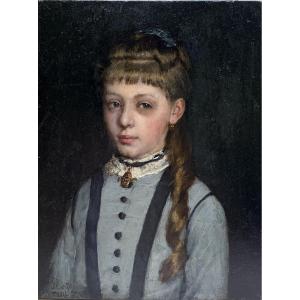 French Impressionist School - Portrait Of A Young Girl, Circa 1880 - Signed
