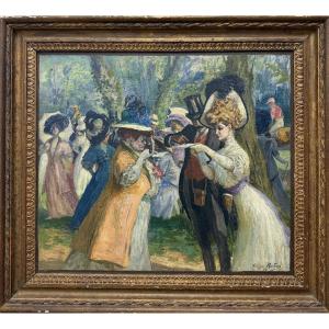 Georges Redon (1869-1943) - Elégantes à l'hippodrome de Longchamp, 1907