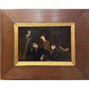 Émile-Artus Boeswillwald (Paris, 1873 – 1935) -  Autour d’une toile, esquisse   Circa 1904