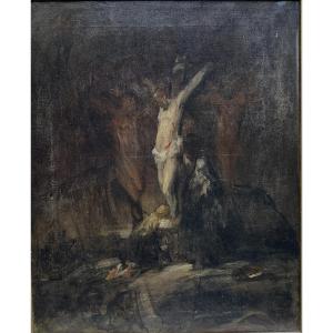 Entourage By Jean Baptiste Carpeaux (1827-1875) - Christ On The Cross, Mary Magdalene And The Virgin Mary