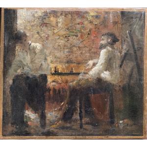 Ecole Française Impressionniste - Les joueurs d'échecs, circa 1880