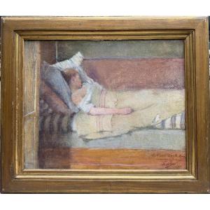 Emile Auguste Wery (1868-1935) - Au lit, 1889 - dédicace à Emile Bernard