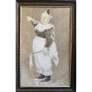French Impressionist School - The White Clown, Circa 1890