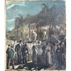 Ecole Française Impressionniste - Paris, Denfert Rochereau, The Lion Of Belfort Festival, 1885
