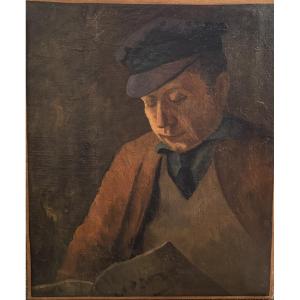 "lippyz" (israel Isaac) Lipshitz (1903-1980) Portrait Of A Man In A Beret, Circa 1930