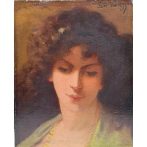 Luis Tamroze (XIX-XX) - Art nouveau Portrait de jeune femme, circa 1896