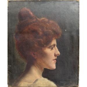 French Impressionist School - Red-haired Woman In Profile, Circa 1890