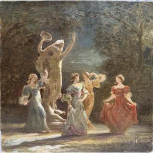 Jules Cheret (1836-1932) - Tableau Le génie de la danse, hommage à Carpeaux