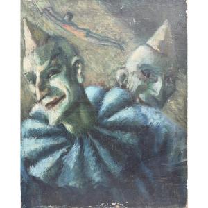 André Foy (1886–1953) — Circus, Clowns And A Trapeze Artist, Circa 1920