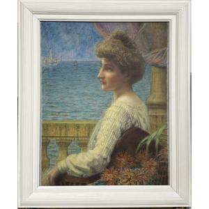Lucien Joseph Coront Ducluzeau, Known As Joseph Coront (1859–1934), Symbolist Portrait, Circa 1900