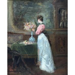 French Impressionist School - An Elegant Woman In Her Home, Circa 1890