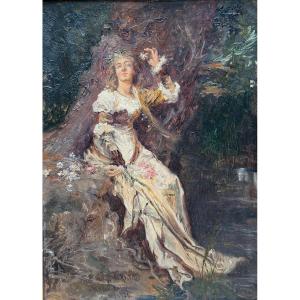 Emilio Poy Dalmau (1876–1933) — Painting Ophelia, Madrid, 1901