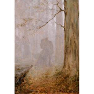 Horace De Callias (1847–1924) — Painting: *couple In The Mist, Autumn Scene*, Circa 1890