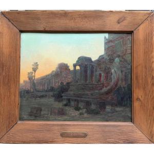 André Delacroix (1878-1934) - Angkor Vat - Cambodge voyage tableau, 1916