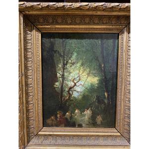 19th Century French School - Bathers In The Undergrowth