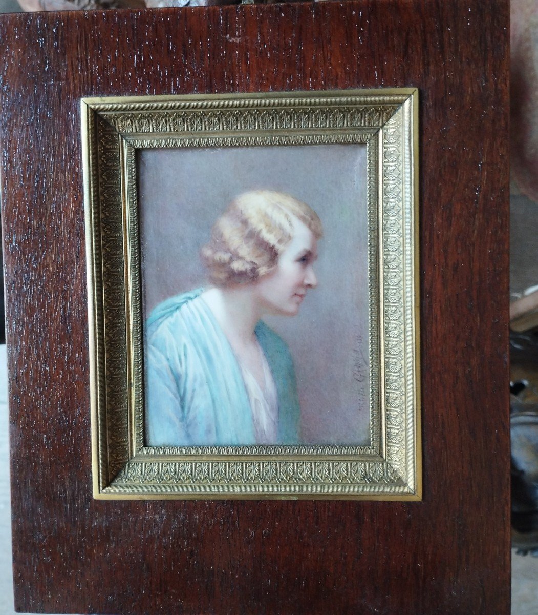 Miniature On Ivory Signed -photo-3