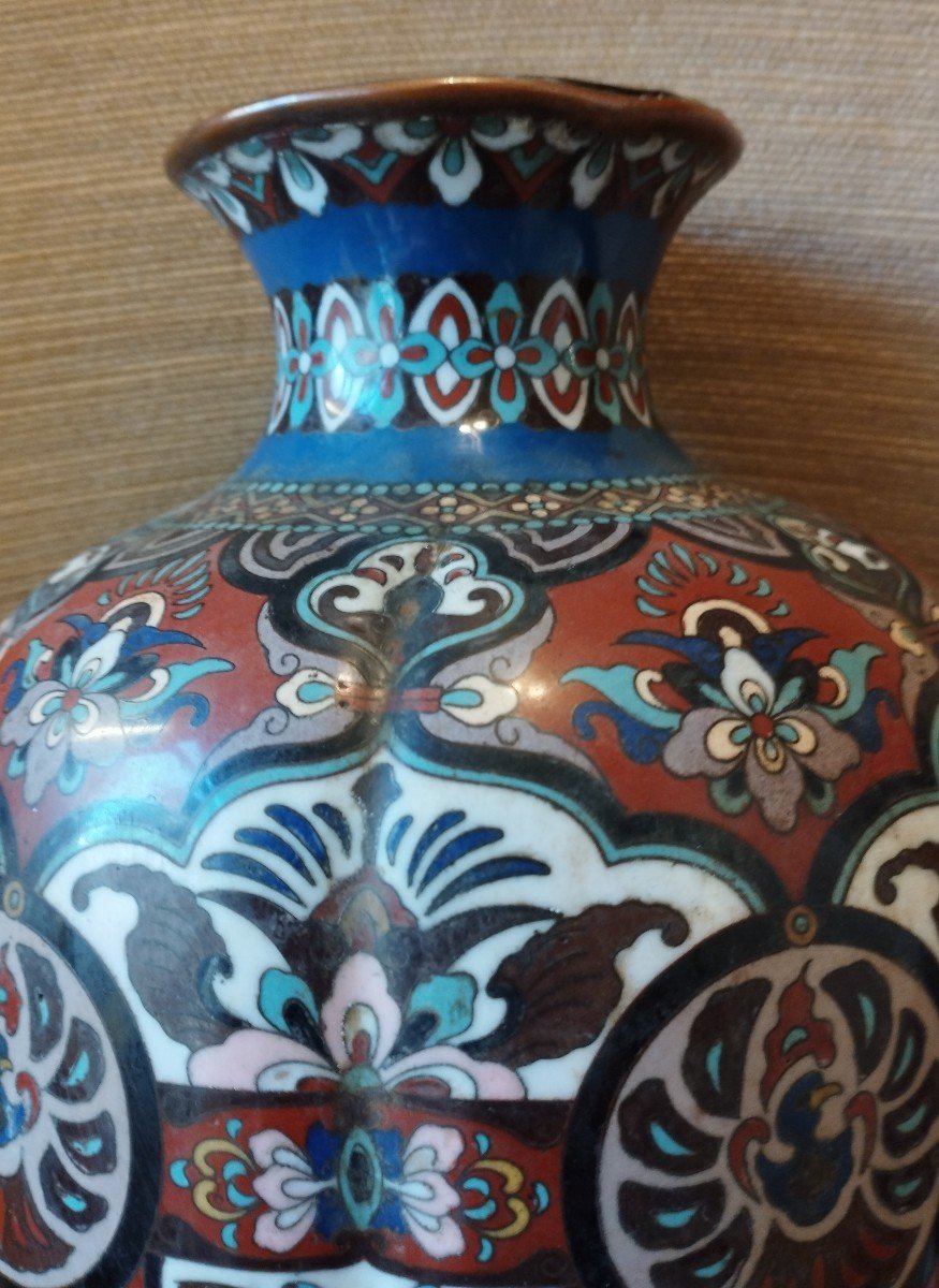 Cloisonne Enamel Vase Meiji Japan-photo-2