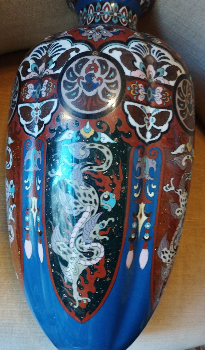 Cloisonne Enamel Vase Meiji Japan-photo-3