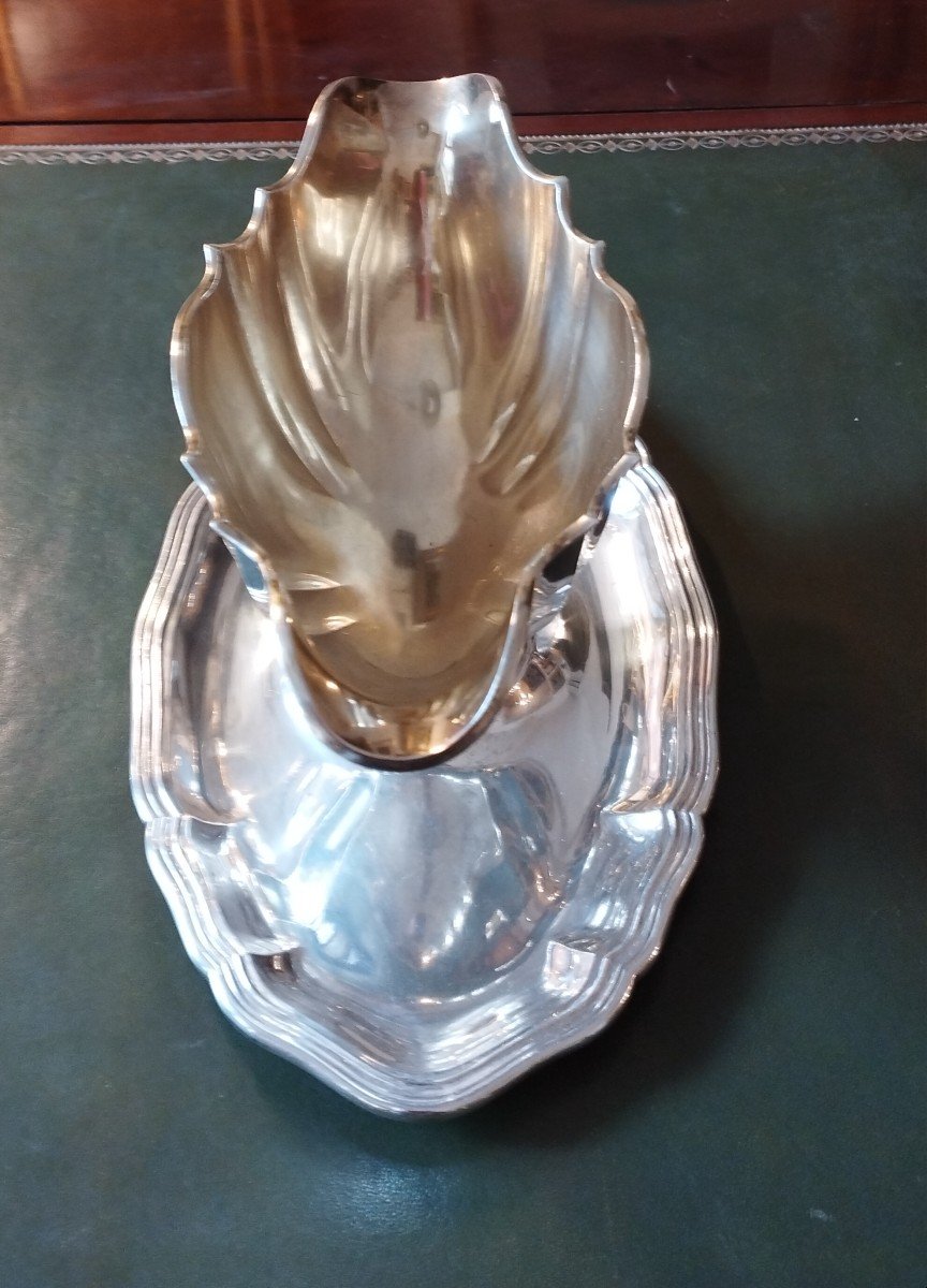 Sauceboat On Tray Sterling Silver Hallmark 800-photo-3