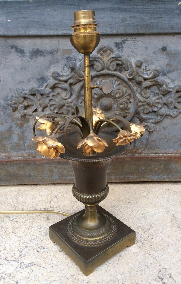 Pied De Lampe En Bois Demi-canne Striée - Hauteur 200 Mm, Base 130 Mm - Pour Abat-jour Et Douille Standard